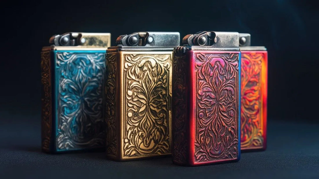 Evolution of stylish lighters in India, premium engraved metal lighters in vibrant modern colors.