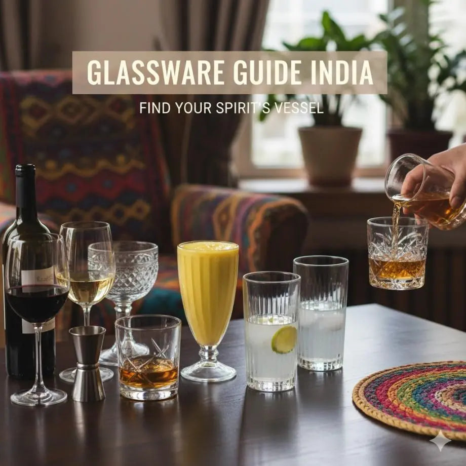 A collection of wine, whiskey, and cocktail glassware for the ultimate Indian host.