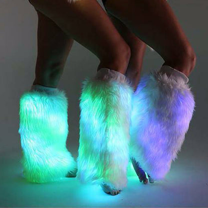 NTH LED Leg Warmers – Fluffy Light-Up Leg Accessories for Raves, Festivals & Dance Parties