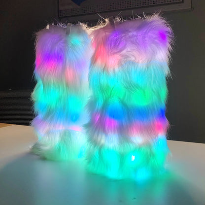 NTH LED Leg Warmers – Fluffy Light-Up Leg Accessories for Raves, Festivals & Dance Parties