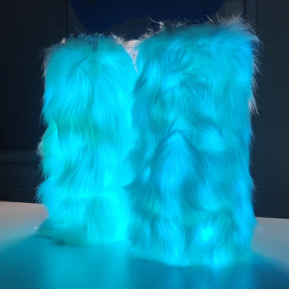 NTH LED Leg Warmers – Fluffy Light-Up Leg Accessories for Raves, Festivals & Dance Parties