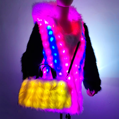 NTH Glow Fur Bag – LED Light-Up Handbag for Raves & Night Events