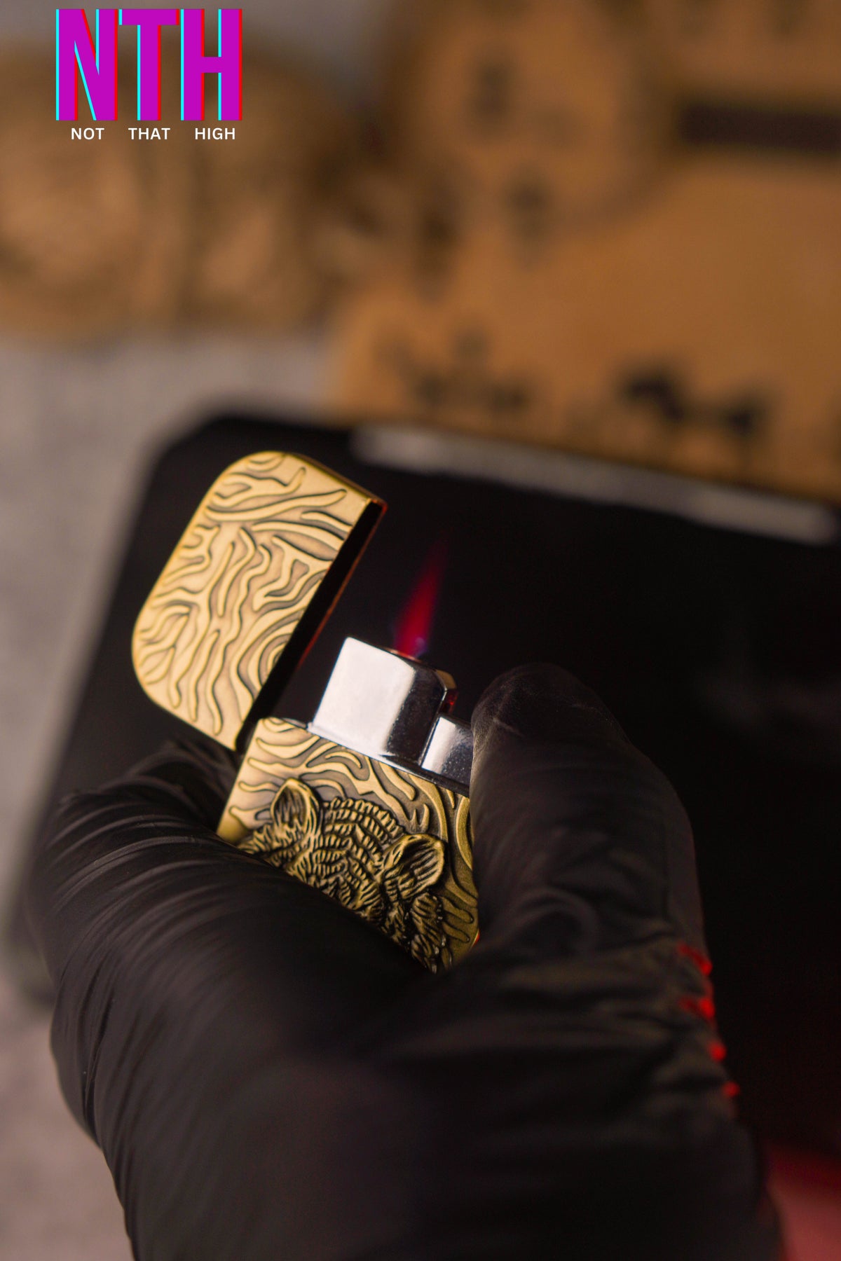 NTH Tiger Eye Emblem (Gold) Lighter
